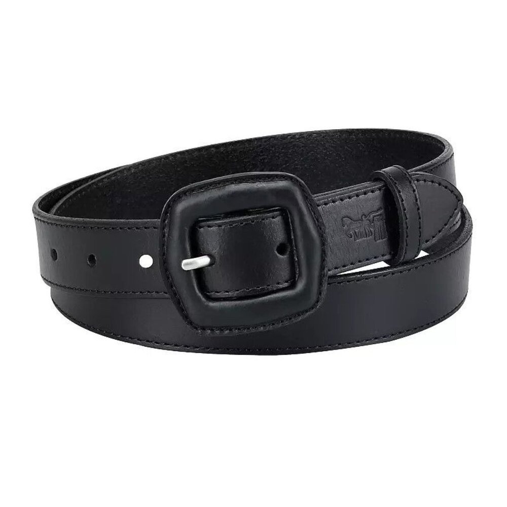 Levi's Belt‎ Womens XL Black Casual Leather Covered Center Bar Buckle Belt NWT